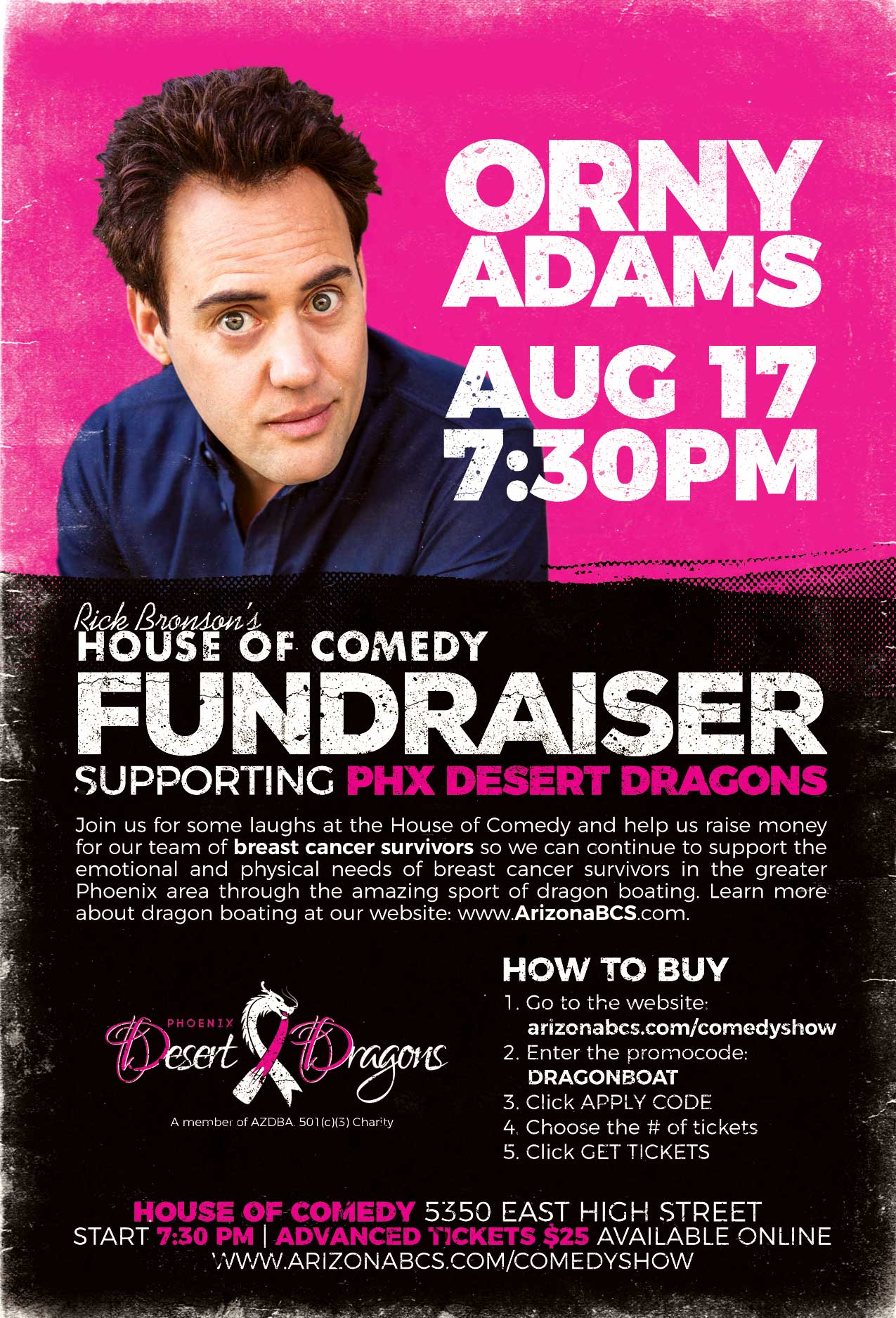 Fundraiser Orny Adams House of Comedy